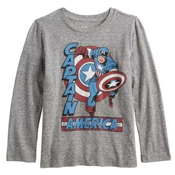 Jumping Beans Boys NWT Captain America Long Sleeve Graphic T-Shirt Gray Size 12 - Picture 2 of 7